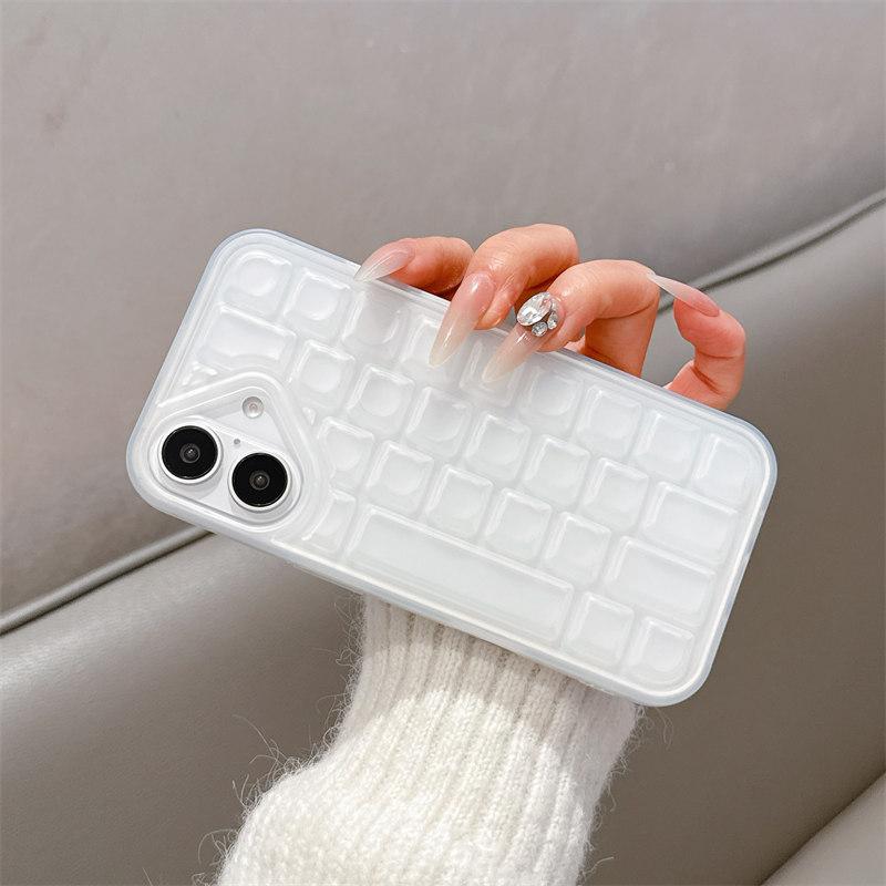 

Роскошный черно-белый 3D-чехол с защитой от падений для iPhone 16, 15 Plus, 14, 13, 12, 11 Pro Max, чехол для телефона с силиконовой клавиатурой iPhone 16 Pro Max белый