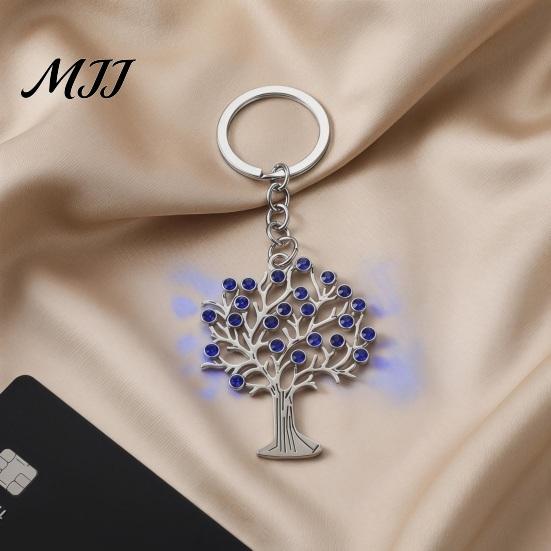 Durable Metal Keychain Pendant Rust Resistant Retro Hollow Tree Charm Keyring Key Chain with Rhinestone Inlay Backpack Accessory