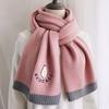 Scarf Women's Winter Korean Version Versatile Student Thickened Long Warm Solid Color Wool Knitted Scarf Japanese Style Autumn and Winter