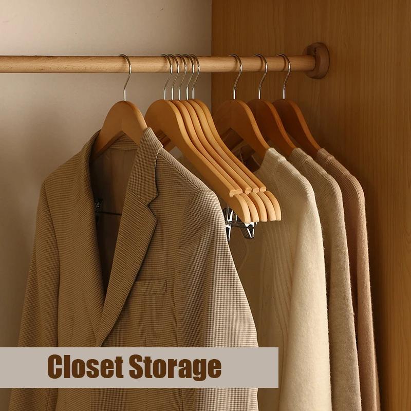 High-Grade Wooden Suit Hangers,Skirt Hanger with Clips 5/10/20 Pack,Wooden Trouser Rack with Shoulder Notches for Dress Jacket