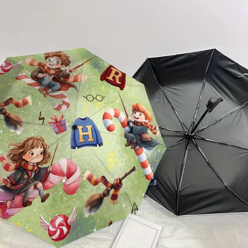 1PC Warner Harry Potter Hogwarts Umbrella-8-Rib Reinforced, Automatic Open, Lightweight & Durable-A79