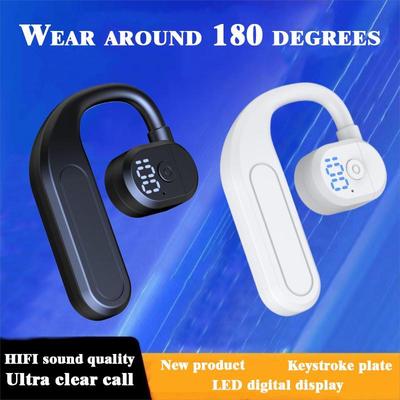 Bezprzewodowe słuchawki Bluetooth 5.4 z zaczepem na ucho, słuchawki HiFi Stereo z redukcją szumów, obrót o 180°, regulowane, lewe i prawe ucho, uniwersalne słuchawki douszne
