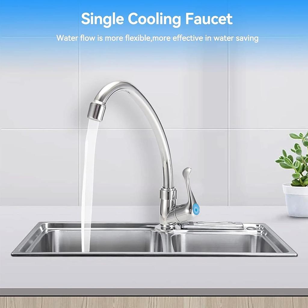 Single Handle Kitchen Faucet, High Arc Single Hole Kitchen Sink Faucet Water Sink Faucet with Plastic Outlet Nozzle Cold Water Faucet for Kitchen