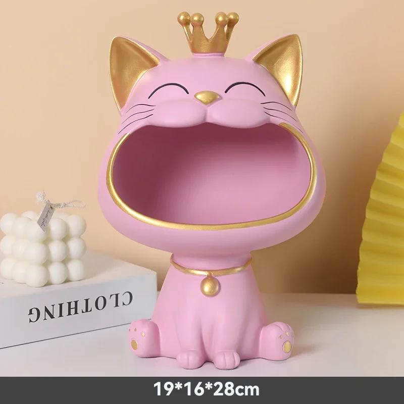 Cute Tiger 2022 Lucky Cat Figurines Money Box Tray Snack Food Storage Holder Desk Ornaments Chinese New Year Home Decoration