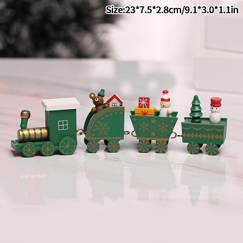 Wooden Carousel Figurine Christmas Tree Decoration Ornaments Wooden Small Train Shop Windows Display Festival Christmas Gifts 7