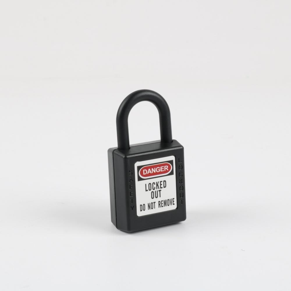 WNZT NT-SP25E 25mm Brown Color Nylon Shackle Safety Lockout Conductive LOTO Key Operated Industrial Lockout Tagout Padlock (Black,Nylon&Lockout Tagout)