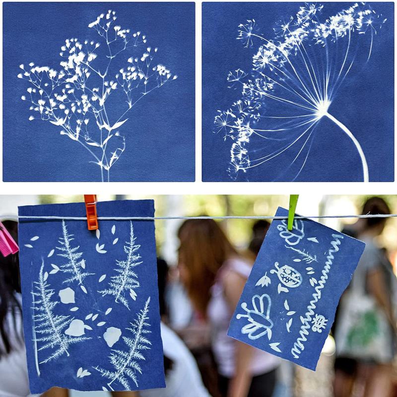 32 Stück Natürliches A5 Cyanotypie-Papier Leichtes Einzigartiges Sonnenlicht-Druckpapier-Set Für DIY-Kunsthandwerksprojekte
