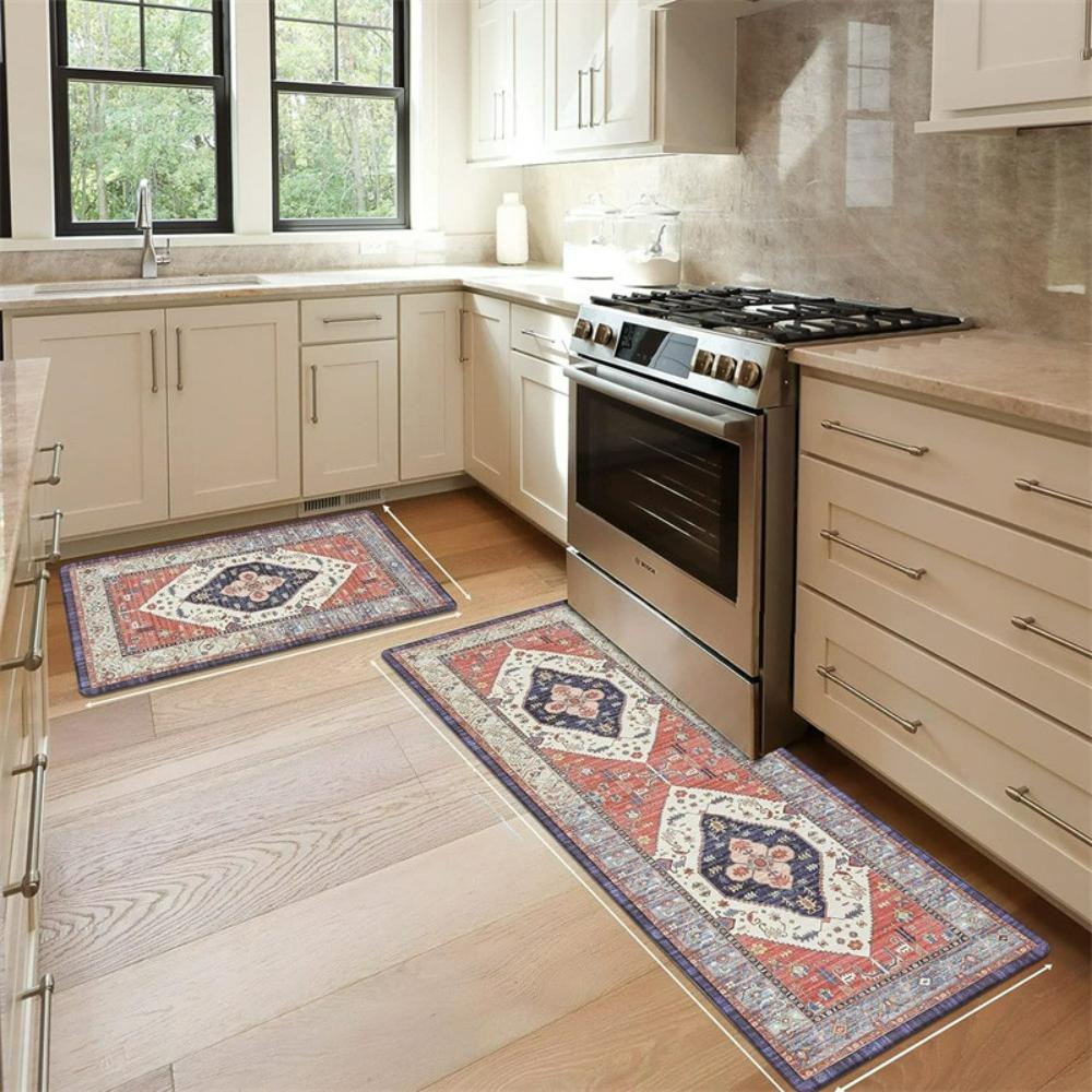 

Machine-washable Retro Boho Kitchen Mat Laundry Room Nonslip Floor Mat Long Strip Mat Hallway Rug Doormat Living Room Sofa Rug 1pc-40X60CM