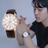 [Tandy] Classic Men's Multi-Function Leather Watch 1712 Rose Brown ([Tandy] shopping bag provided),Korean popular watches