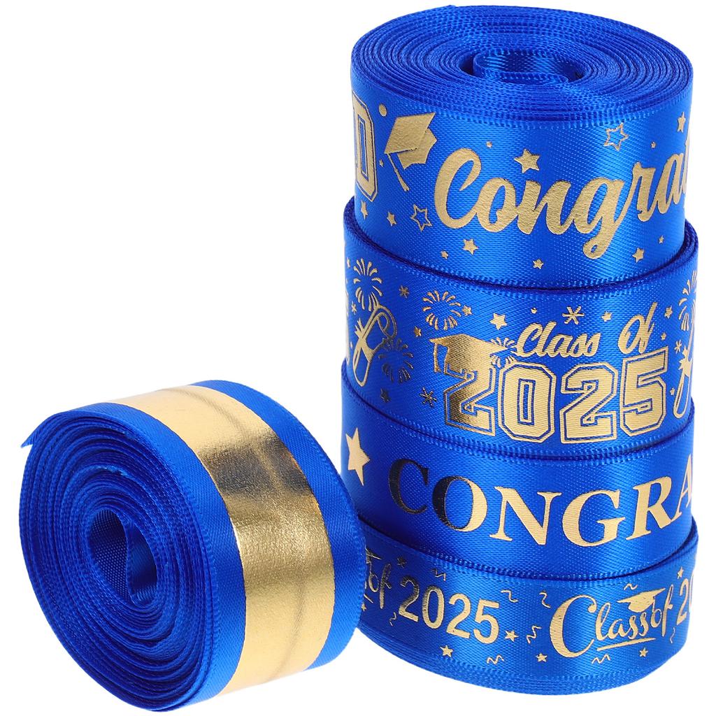 5 Rolls Graduation Decoration Ribbon 5 Yards Sturdy Washable Polyester Ribbon for School Parties Proms DIY Bows Wreaths