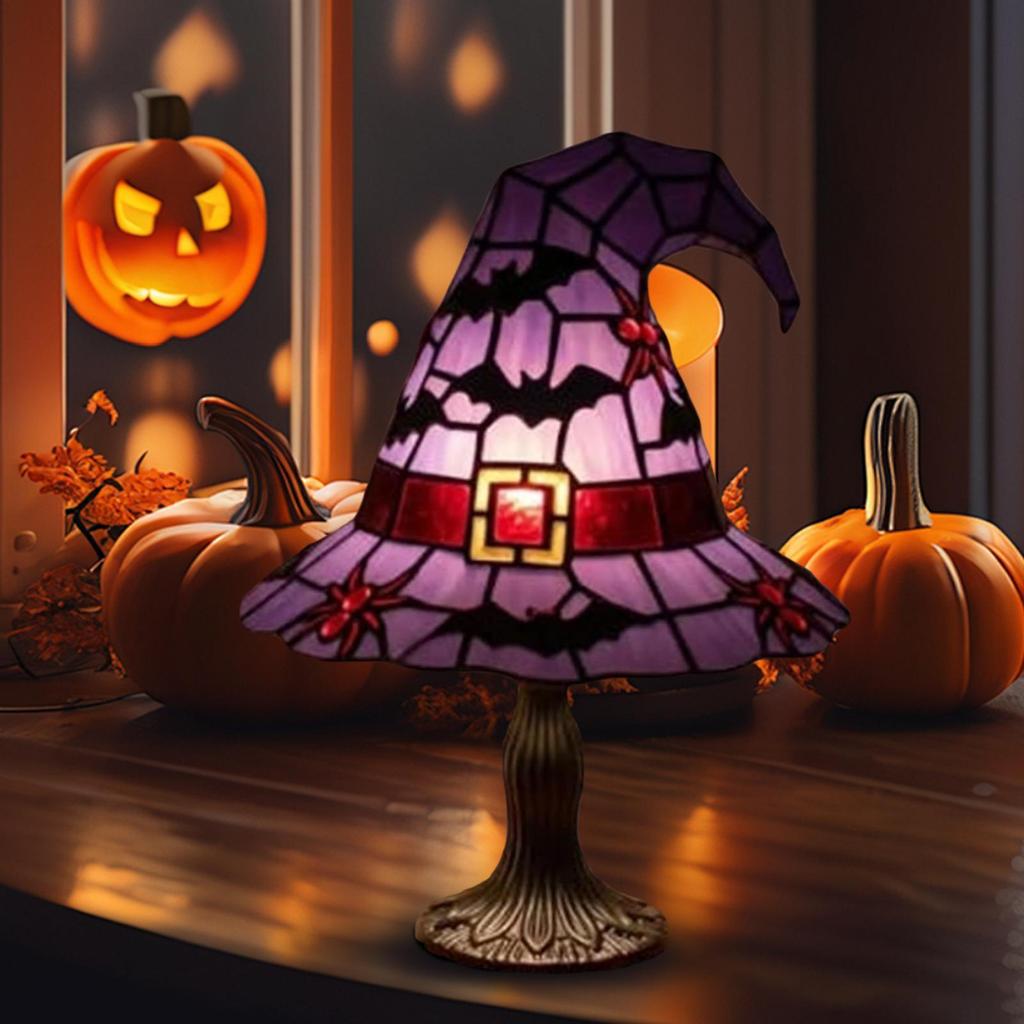 Witch Hat Desk Lamp Gothic Witch Hat Lights Decorative Halloween Lamp For Dorm Balcony Haunted House Bookshelf Basement Bedside