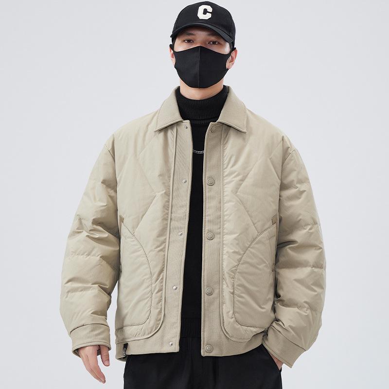 

Men s Lightweight Lapel Down Jacket - Autumn/Winter 2026: Warm, Casual, Fashionable Workwear Coat Double Extra Large хаки