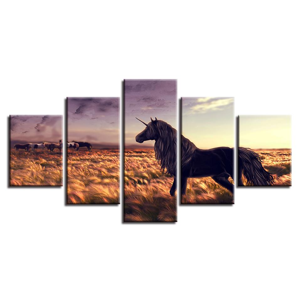 

Картины Холст Модульное Настенное Искусство 5 Штук Животное Лошадь Пейзаж Живопись Декор Дом Гостиная Современные HD Принты Постер работа Без Рамы 20x35cm*2 20x45cm*2 20x55cm*1