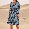 Women's 3/4 Sleeved Printed Fashion Loose Casual Dress