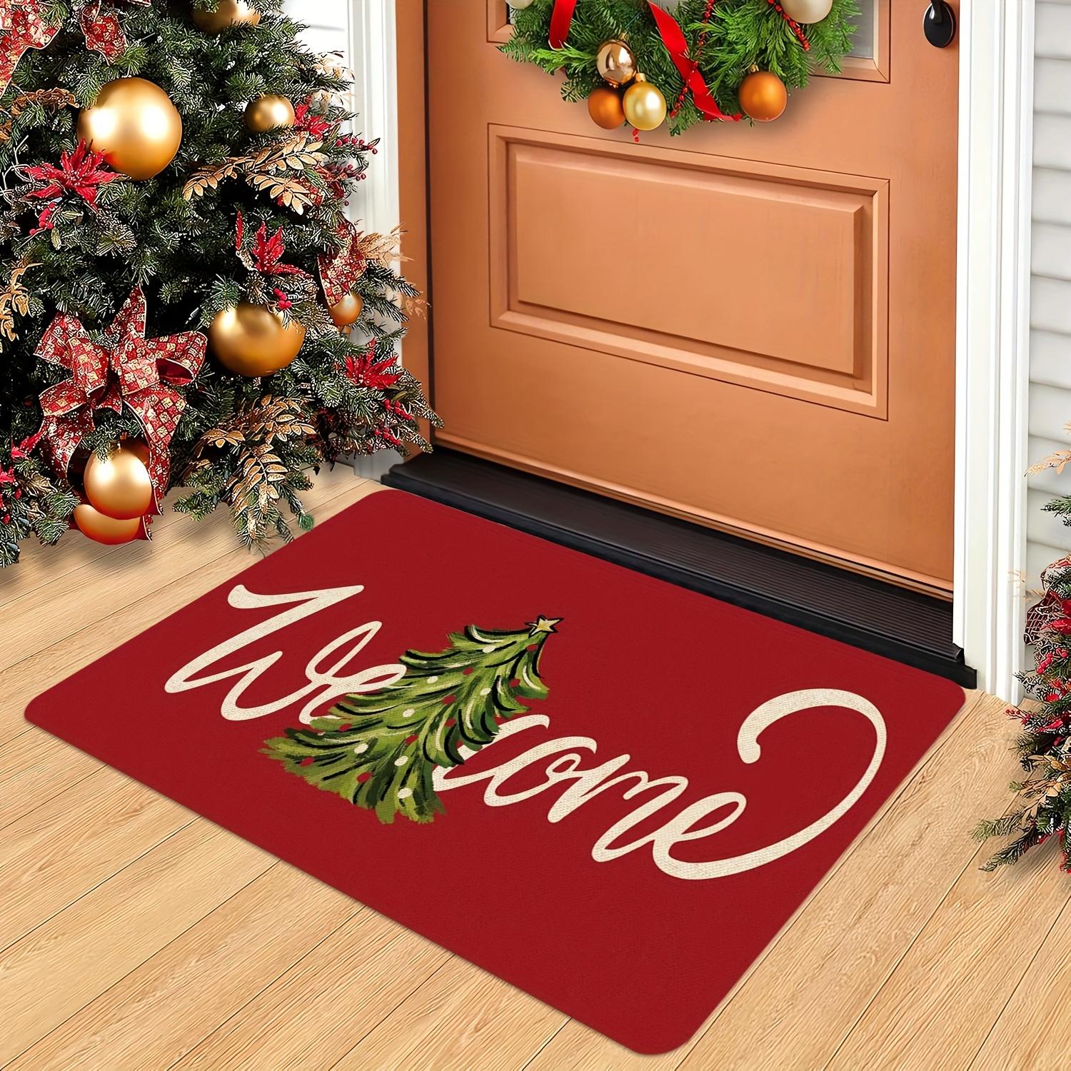 

VIKAMA Christmas Carpet Red Festive Carpet Soft Living Room Carpet Rug For Bedroom Doormat Welcome Mat Outdoor Carpet Home Decor 40X60CM (1.3X2FT