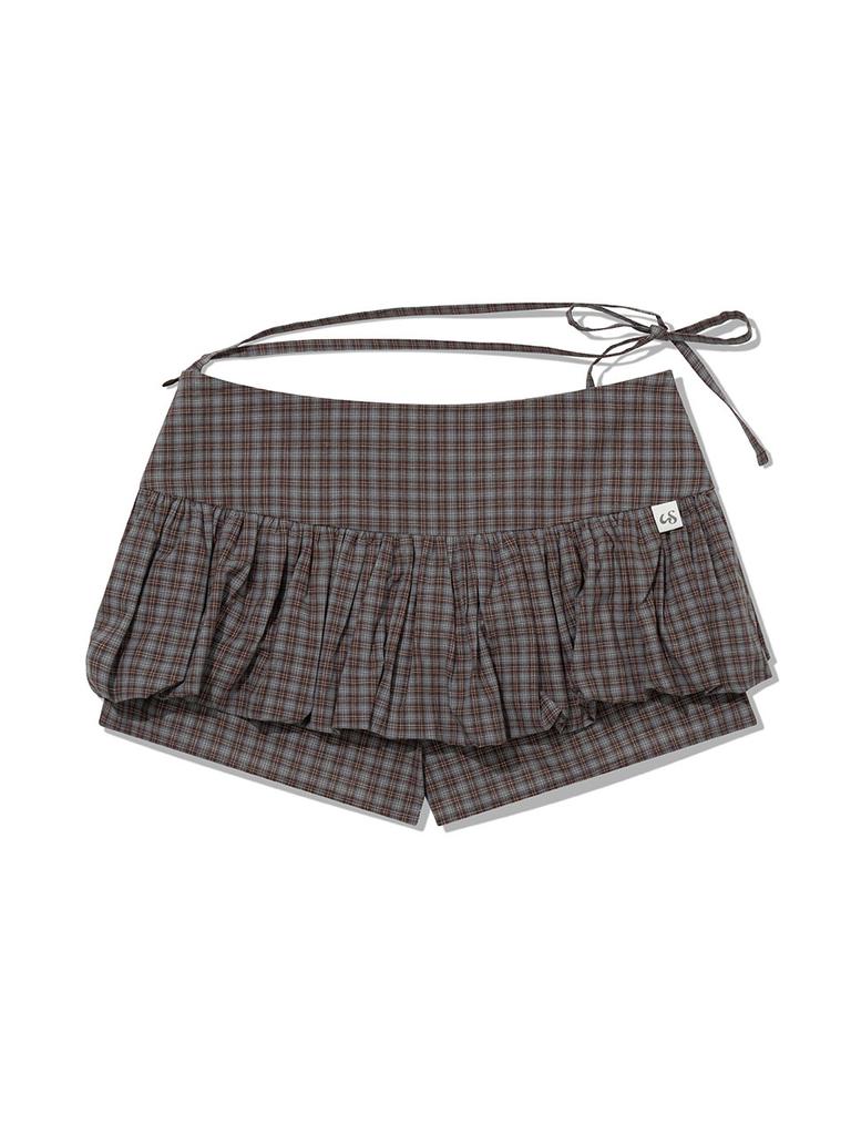 Eogeulliswedou Checkered Pumpkin Skirt Pants (Brown)