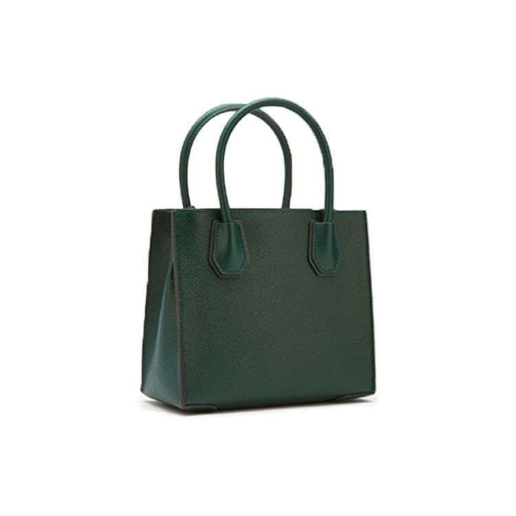 Michael Kors MK Mercer Solid French Lychee Texture Lock Leather Accordion Handbag Women Handbags Dark-Green 35S1GM9M2L-305