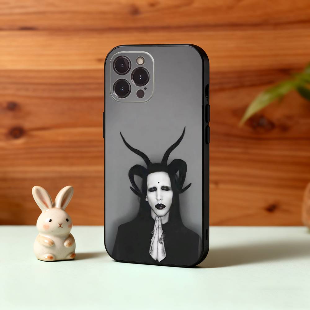 M-Manson M-MarilynS Singer Phone Case For iPhone17 16 15 14 13 12 11 Pro Max Plus,5G Soft Black Case