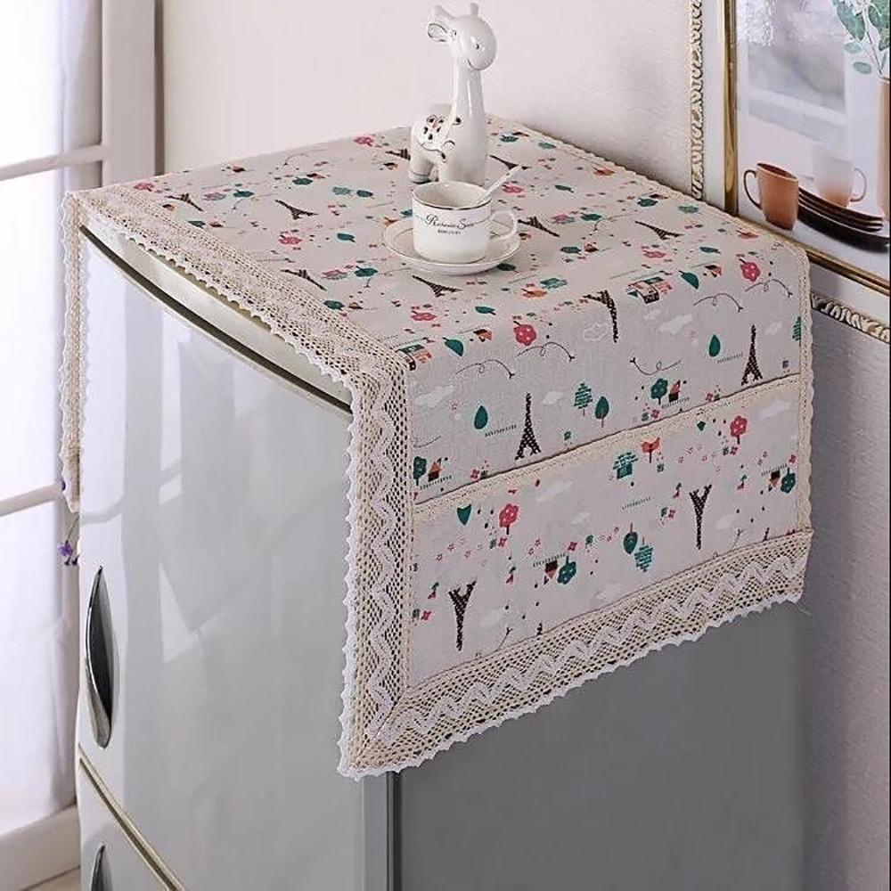 

1 шт. 55x120 см Пылезащитный чехол для холодильника Пыленепроницаемый Хлопково-льняной Защитный чехол для холодильника с сумкой для хранения Полотенце для стиральной машины