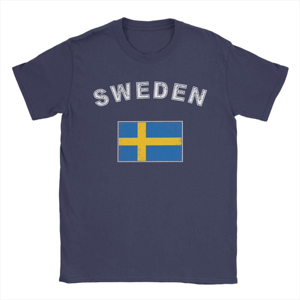 Sweden Swedish flag TShirt Beach Pure Cotton T Shirts For Unisexs Harajuku Casual Tshirt Short Sleeve Classic Clothes