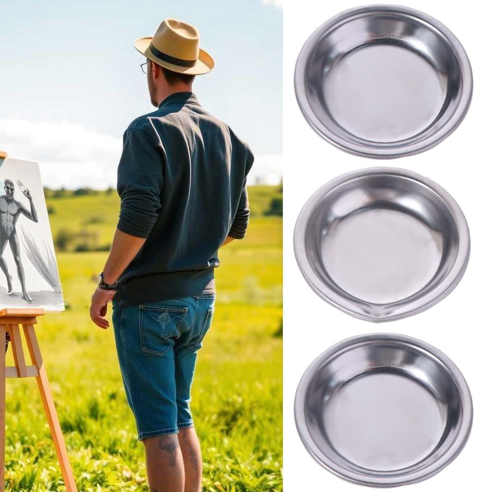 10pcs Stainless Steel Paint Color Mixing Cups Reusable Pour Mouth Palette Painting Color Bowls  Kids