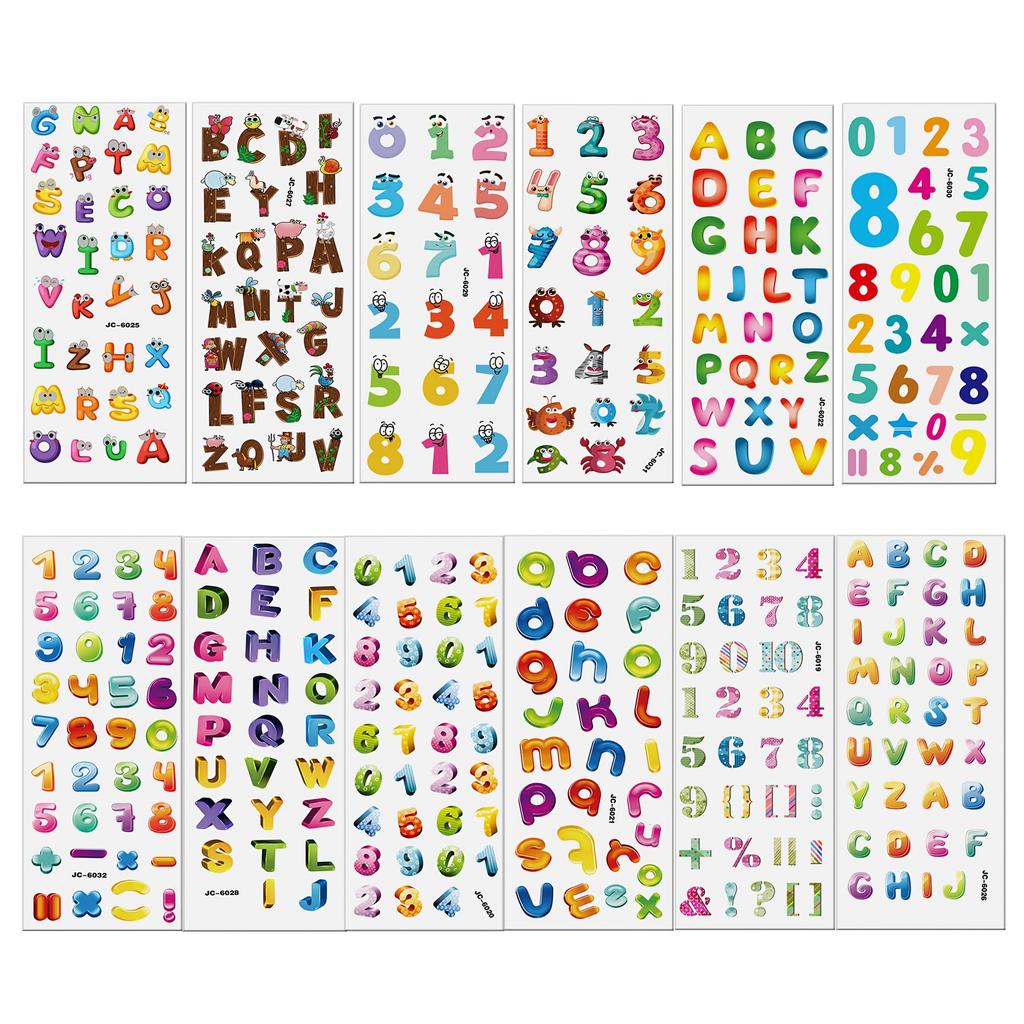 6pcs Letters Numbers Stickers 3D Puffy Cartoon Alphabet Stickers for DIY Craft Scrapbook Notebook Label Party Decor ZSY