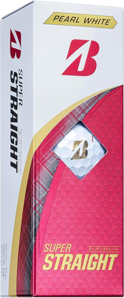 Bridgestone SUPER STRAIGHT 2025 (T5GX) Pearl White golf balls, 2 dozen, 24 balls, with original cleaning sheet set