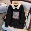Plus Size Autumn Loose Lapel Hoodie for 200-350 Jin, Chest Circumference 150/160-6070