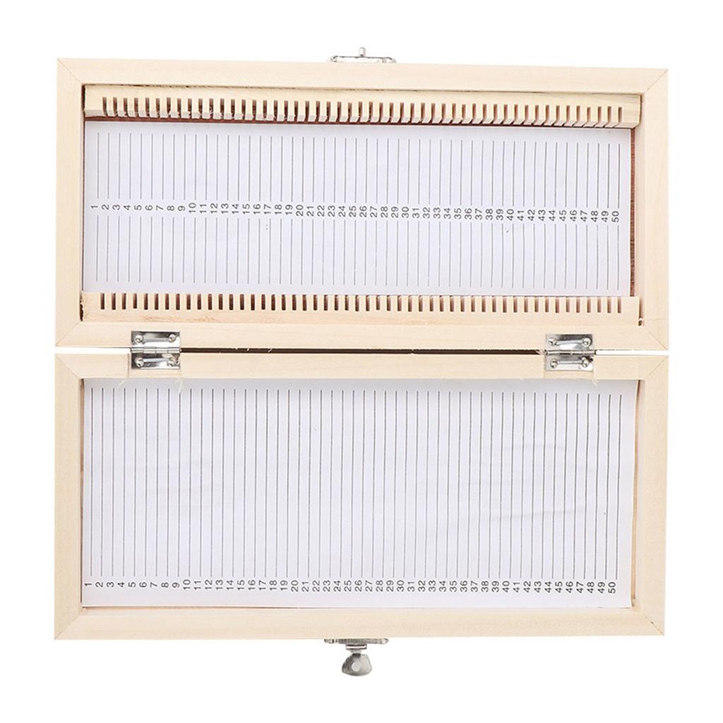 50PCS Biology Glass Prepared Microscope Slides Specimens Wooden Slide Storage Box Case