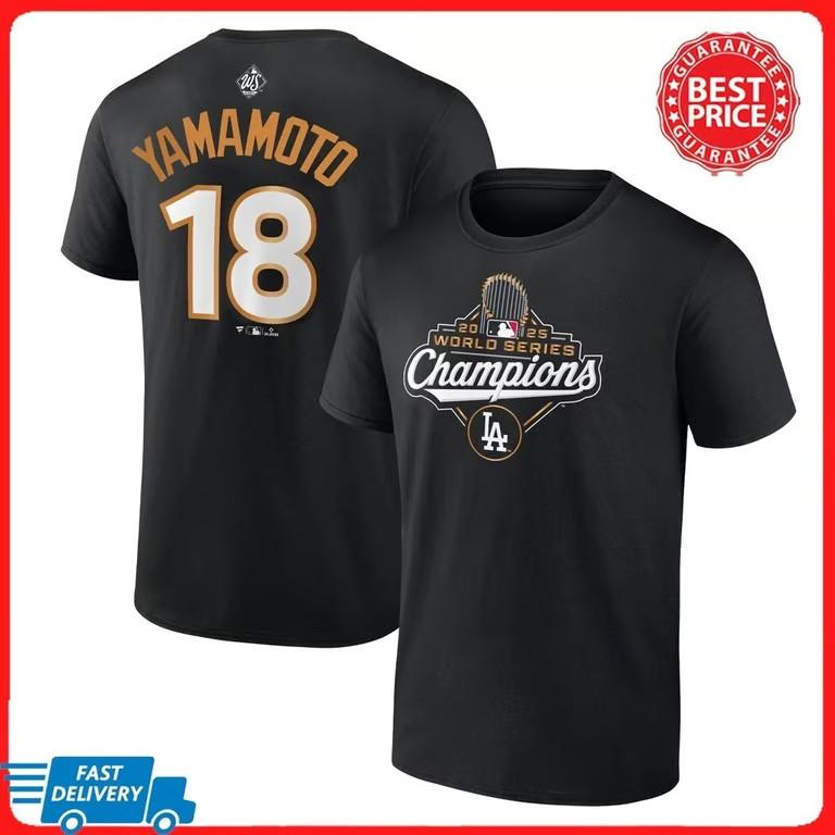 [] Футболка с круглым вырезом Dodgers Yamamoto №18 | Унисекс футболка Чемпиона Мировой серии 2025 L