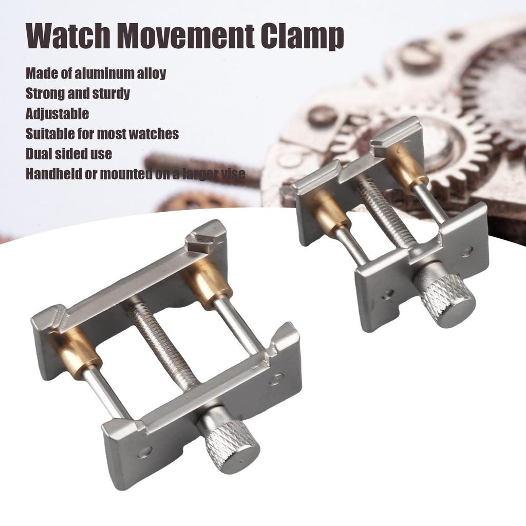 2Pcs Watch Movement Clamp Aluminum Alloy Case Vice Holder Adjustable Repairing Tools