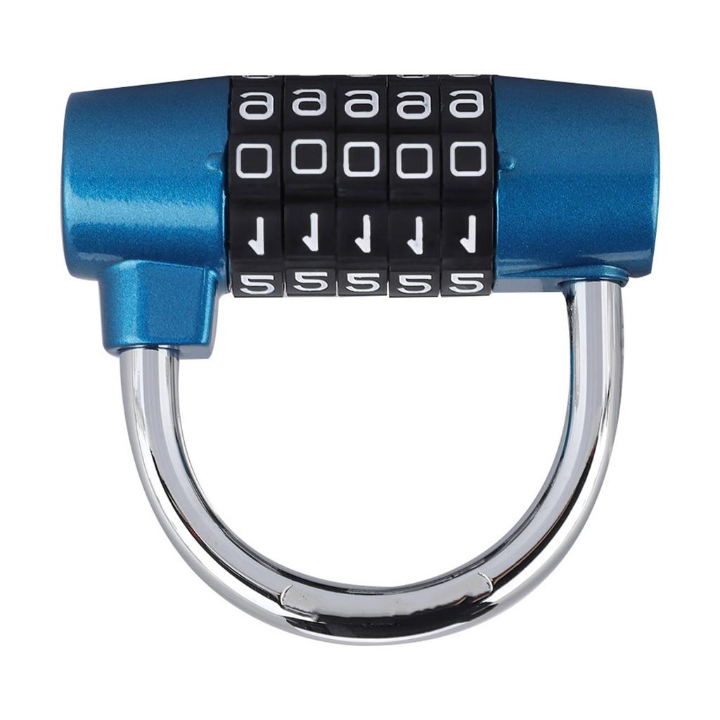 5 Digit Code Lock Padlock U shaped Suitcase Door Combination Lock Blue
