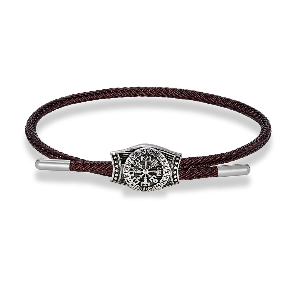 Viking Rune Bracelet for Men Stainless Steel Mjolnir Thor Hammer Norse Mythology Amulet Waterproof Steel Wire Male Wristband
