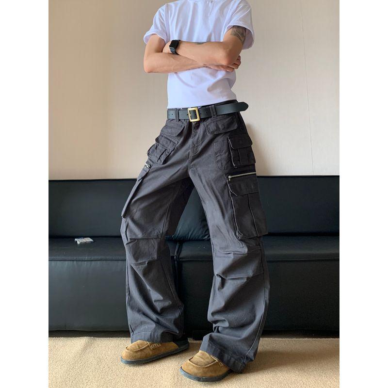 Cabbage Coke American Retro Multi-Pocket Design Cargo Pants Loose Casual Straight-Leg Floor-Length Pants Unisex Ins