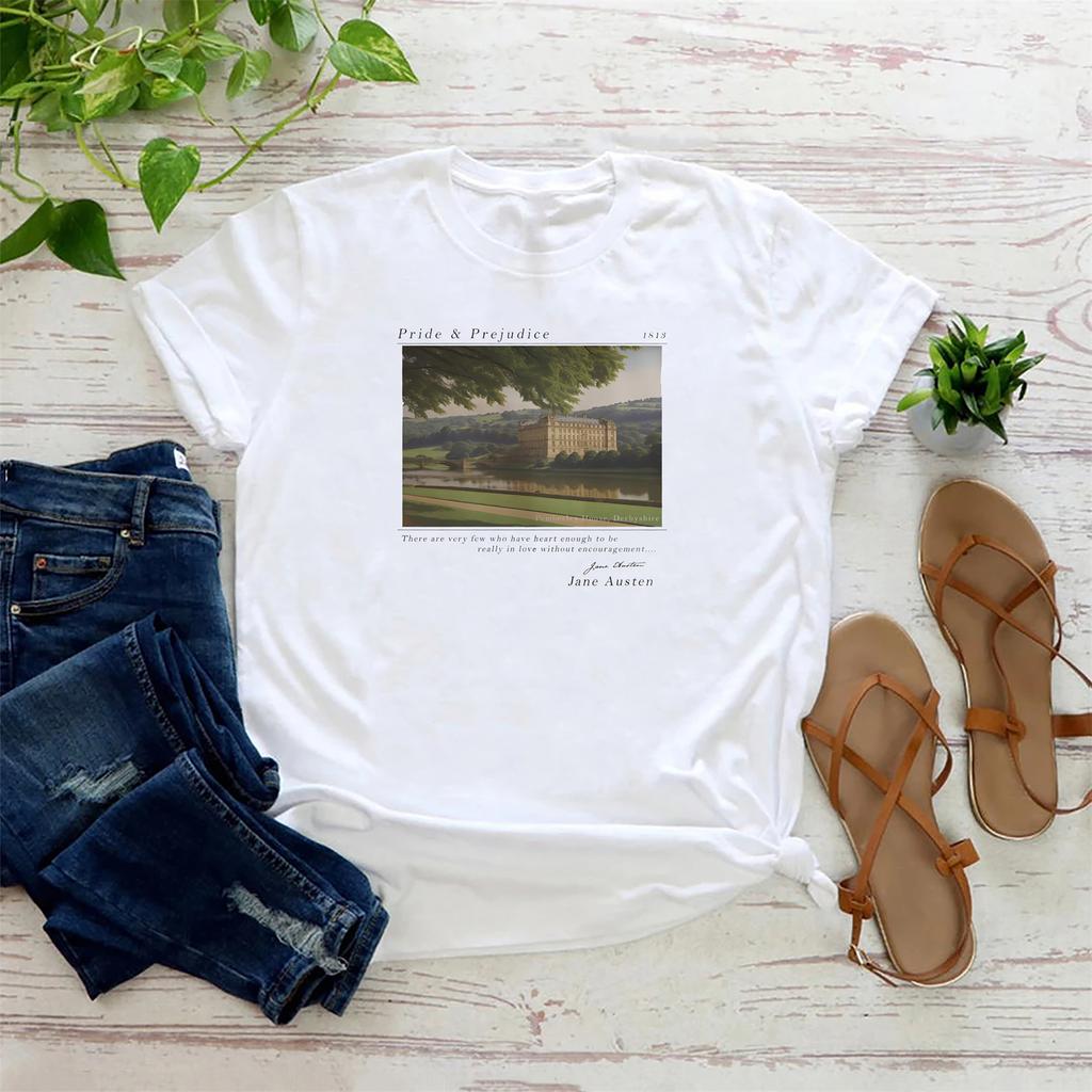 Pride and Prejudice Shirt Pemberley House T-Shirt Mr. Darcy and Elizabeth Bennet Clothing Jane Austen Tee Book Lover T-Shirt