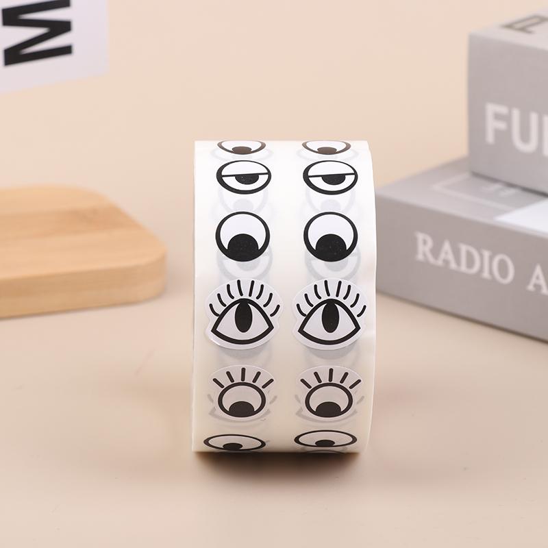 1000 Stück/Rolle Selbstklebende Augenaufkleber Mini Augenform DIY Aufkleber Schwarz Weiß Designs Halloween Party Kinderspielzeug Aufkleber