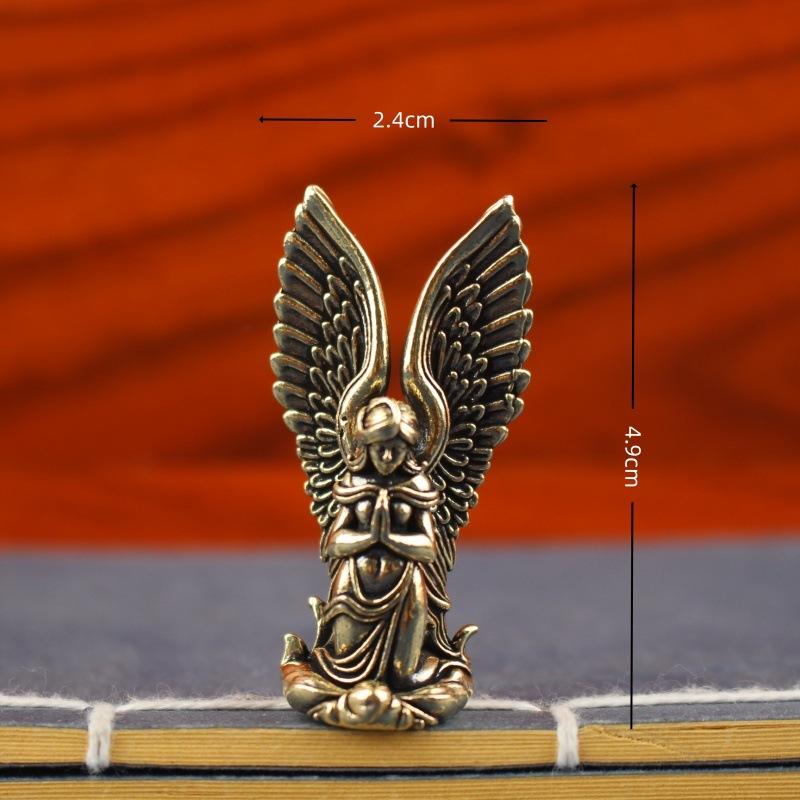 Goddess Angel Figure Home Decor Guardian Angel Statue Decoration Retro Home Decor Desktop Tea Pet Craftwork Bronze Ornament