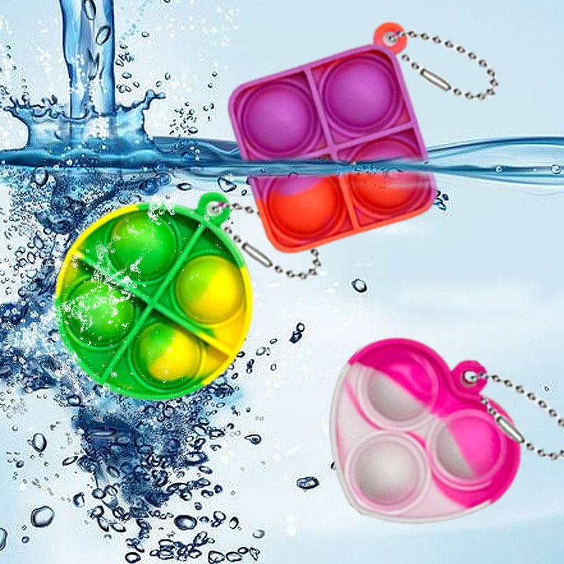 30Pcs Mini Pop Fidget Stress Relief Toys Bubble Squeeze Keychain Toys for Kids Adults Decompression Reduce Pressure Gifts