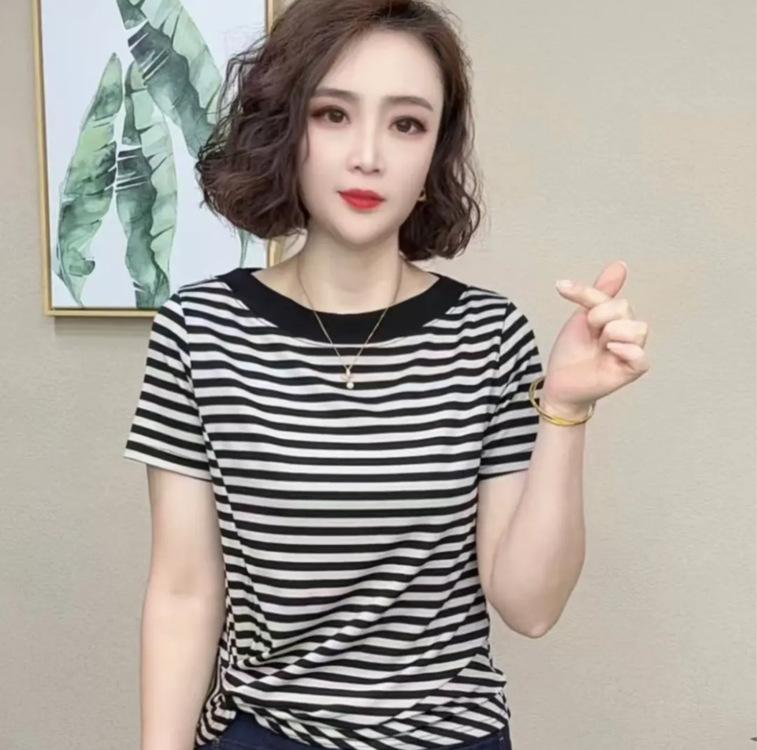 Women's summer casual loose irregular design short sleeved T-shirt solid color simple commuting top
