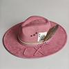 Color Blocking Wildleder Fedora Hüte für Damen Herren Großer Breiter Rand Klassischer Wildleder Panama Hut Western Partyhut Sombrero Rockero Mann