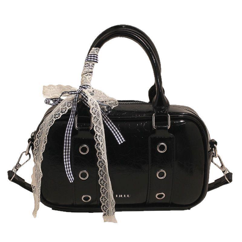 Handbag Bag Women'S Casual Simple Soft Leather Bowling Bag High-End Shoulder Messenger Bag