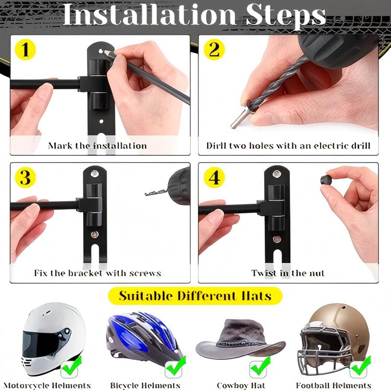 Motorcycle Helmet Rack Wall Mount Metal Hat Bike Helmet Holder Double Hook  Display Helmet Hanger Stand Motorcycle Accessories