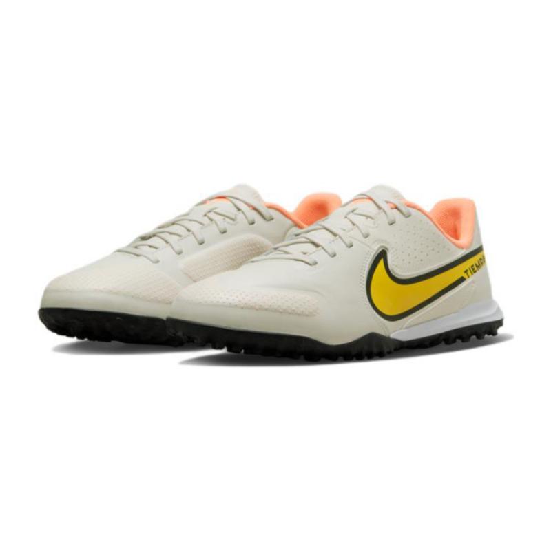 Nike Tiempo Legend 9 Academy TF Anti Slip Wear Resistant Low Top Kids' Soccer Shoes Gray Yellow Kids' Sneakers DA1328-002