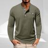 Men's  Shirts Long Sleeve Casual T-Shirts Cotton Button V Neck Tops