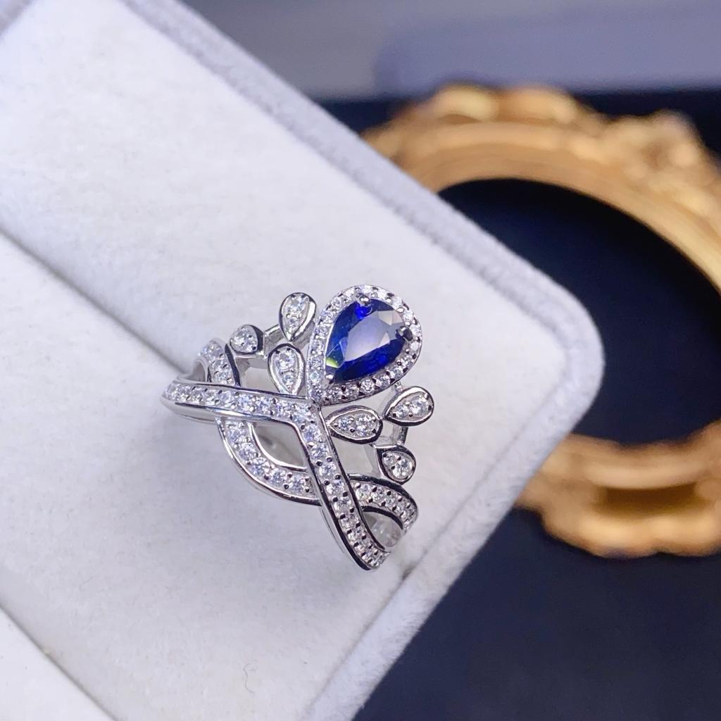 5x7mm Natural Sapphire Ring, Premium Blue Gemstone In S925 Silver, Handcrafted Fine Jewelry