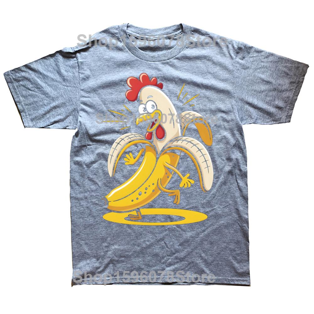 Lustige Hühner-Bananen-Grafik-T-Shirts für Herren und Damen, Mode, Lässiges T-Shirt, 100% Baumwolle, Locker, Übergroßes T-Shirt, Sommer
