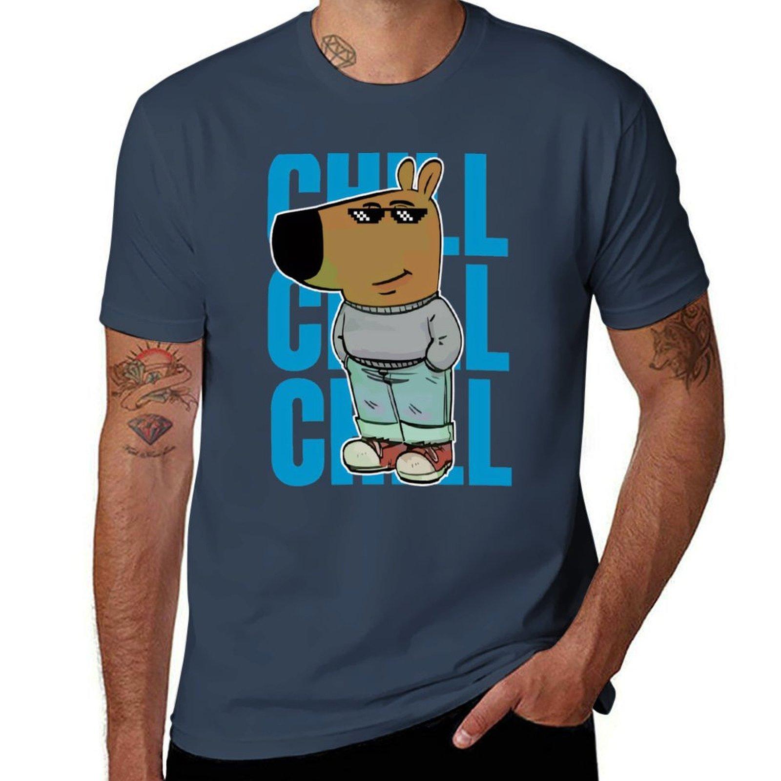 Chill Guy Baby Blue Tshirt Soft Stretch Short Sleeve Top S