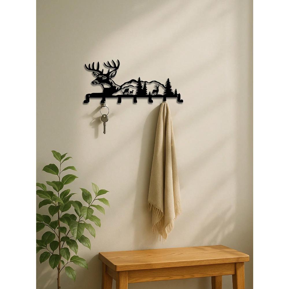 Vintage Deer Key Holder Rustic Woodland Wall Organizer Hook Home Decor Gift