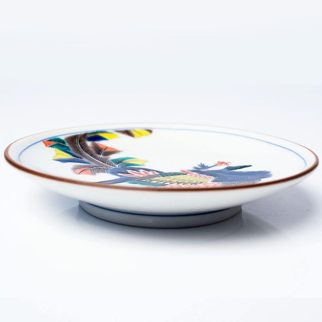 Waza no Kura Stylish Kutani ware small polychrome phoenix ceramic small serving branded Japanese - plates, masterpieces, Ko-Kutani design, plates,