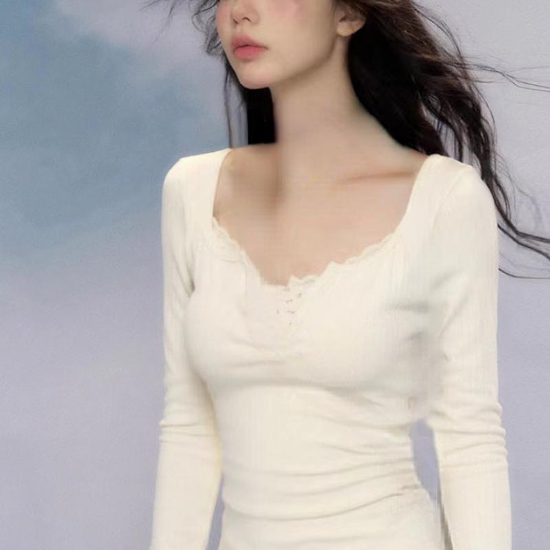 Fashion Simple White T-Shirts Mori Girl O-Neck Crop Top Gyaru Long Sleeve Slim Casual Tees Gyaru 2000s Aesthetic Autumn Winter